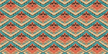 Seamless Native Ornament. Christmas Border. Decoration Vintage. Bohemian glass beads Macrame. Native...
