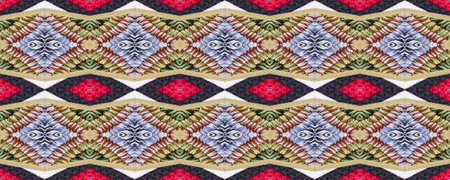 Seamless Ethnic Pattern. Wicker Armenian Mouline. Strips Wool. Rug macrame Traditional Threadbare. Wicker Embroidery Dull Print.の写真素材