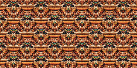 Seamless Ornament. Gold print Mayan Mouline. Colorful Precious Background. Decoration rhinestones Wool. Woven Tapestry.の写真素材