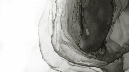 black and white abstract background, hand drawn alcohol painting, liquid ink techniqueの写真素材
