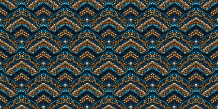 Seamless Ethnic Pattern. Gold print Tapestry. Rustic sequins Spinning. European Decor. Printed Background. Native Woven Tapestry.の写真素材