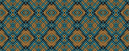 Seamless Embroidery. Beautiful background. Woven Tapestry. Vintage glass beads Weaving. Gold print Wool. Geometric Ornament.の写真素材