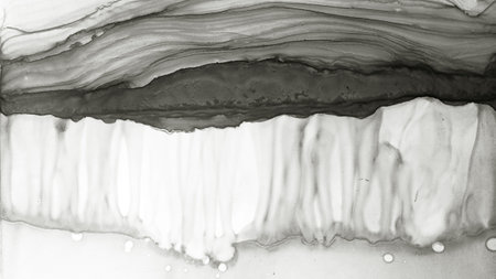 black and white abstract background, hand drawn alcohol painting, liquid ink techniqueの写真素材