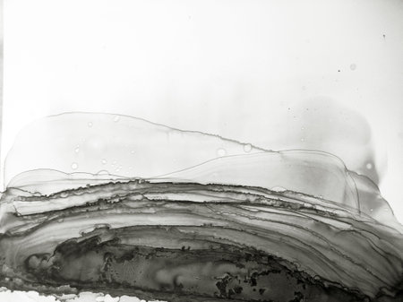 black and white abstract background, hand drawn alcohol painting, liquid ink techniqueの写真素材