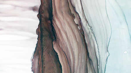 Background for Cards. Ocean color lines. Alcohol Ink Sapphirine Drops. Motley Emerald Spot. Peach Violet. Fluid art Aquarelle drawn. Rainbow Fluid Alcohol Art.の写真素材