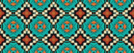 Seamless Ethnic Pattern. Wicker Macrame. Old Strips Embroidered. Handmade Ethnic Old Texture. Ornament. Woven Tapestry.の写真素材