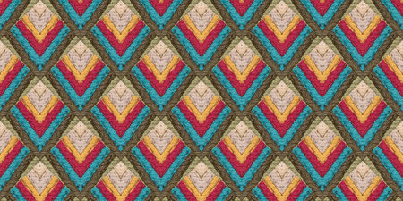 Embroidered Seamless Ethnic ornament. Armenian Scarf Style. Colorful Thread. Satin stitch Strips Background. Cultural Folk Motif.の写真素材