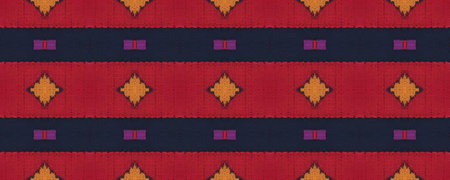 Seamless Ethnic Embroidery. Gold print Northern Macrame. Bohemian Strips Macrame. Needlework Retro. Native Wicker Embroidery.の写真素材