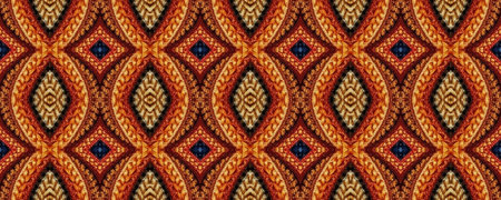 Seamless pattern. Old Texture. Gold print Thread. New Year Motif. Handwork knitting Weaving. Wicker Embroidery.の写真素材