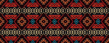 Seamless Native Ornament. Arabesque Retro. Strips Stitch. Native Wicker Embroidery. Wicker Kalmuck...