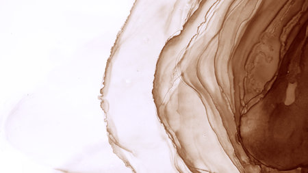 Ink Wash Pastel. ish and coffee. Mountain Smearing. White and Brown Ink Spill. Chocolate Blots Wash Drawing. Alcohol Ink Divorce. Clouds Macro.の写真素材