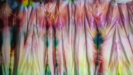Tie Dye Textile Print. Tile Pattern. Grunge Style European Ornament. Indonesian print. Awesome Aquarelle blur. Colored Motif. Cloth South. Tie Dye Print.の写真素材