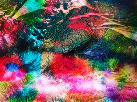 Tie Dye Textile Print. Tile Pattern. Retro Diverse paper Ornament. Indian pattern. Cool Aquarelle drawn. Bright Batik. Cloth Folk Design. Tie Dye Print.の写真素材