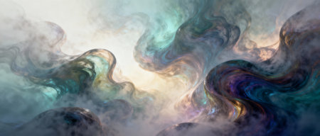 Abstract smoke background. Colorful cloud of smoke in the shape of a rainbow.の写真素材