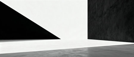 Abstract empty room with black and white wall and floor. 3d renderingの写真素材
