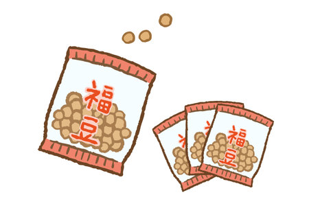 It is an illustration of Setsudetsu.
It is a lucky bean in a small pack.のイラスト素材