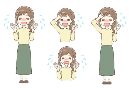 A Woman in a Yellow Outfit Feeling Hotのイラスト素材