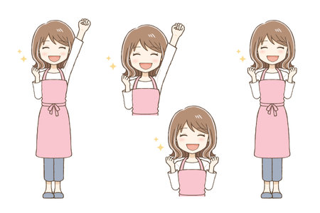 A Woman in an Apron Doing a Motivated Poseのイラスト素材
