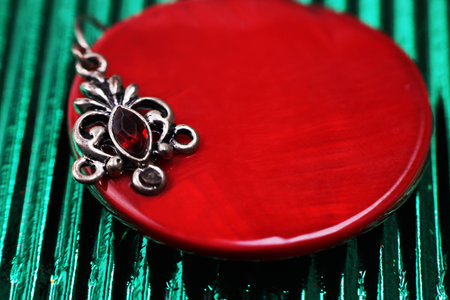 Ruby red jewelry treasure gift retro woman textureの写真素材