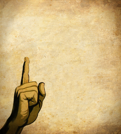 Indicate finger retro backgroundの写真素材