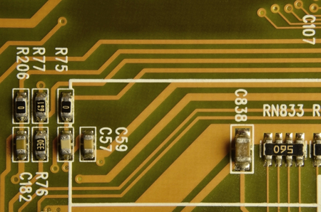 Close up of circuit board. Abstract technology background