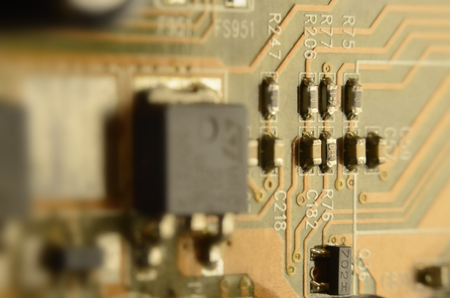 Close up of circuit board. Abstract technology background