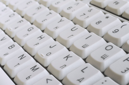 Close-up of the white keyboardの写真素材