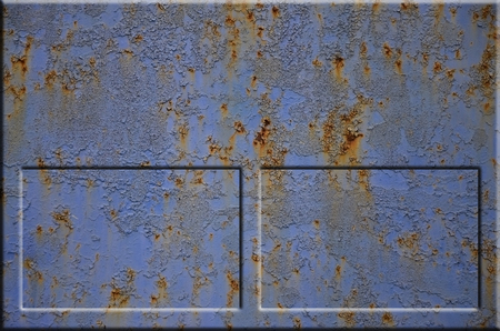 Texture of rough rusted metal surface with bulky gray highlighted portions which can be seen on...