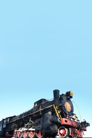 Antique black retro-train on track. A monument to the industrial achievements of the Soviet Unionの写真素材