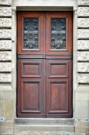 The texture of the old wooden door. Outdoor viewの写真素材