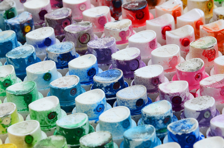 A pattern from a many nozzles from a paint sprayer for drawing graffiti, smeared into different...