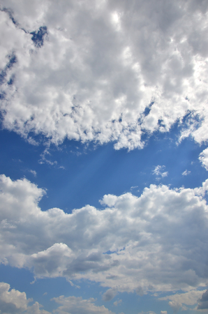 Image of clear blue sky and white clouds on day time for background usageの写真素材