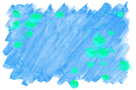 Colorful blue green turquoise watercolor wet brush paint liquid background for wallpaper, card. Aquarelle bright color abstract hand drawn paper texture backdrop vivid element for web, printの写真素材