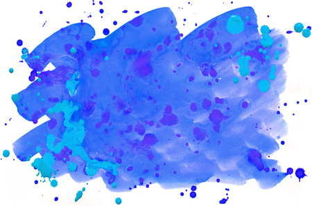 Colorful blue watercolor wet brush paint liquid background for wallpaper. Aquarelle bright color abstract hand drawn paper texture backdrop vivid element for web, printの写真素材