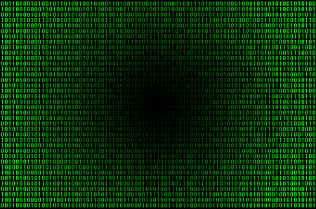 An image of a binary code made up of a set of green digits on a black backgroundの写真素材