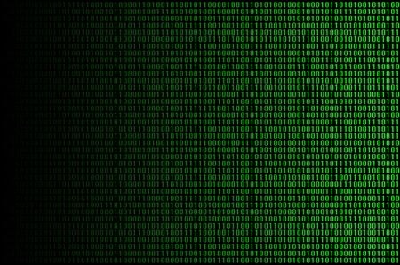 An image of a binary code made up of a set of green digits on a black backgroundの写真素材