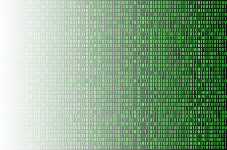 An image of a binary code made up of a set of green digits on a black backgroundの写真素材