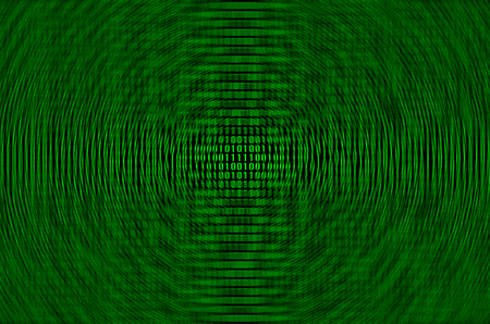 An image of a blurry binary code made up of a set of green numbers on a black background. Motion effectの写真素材