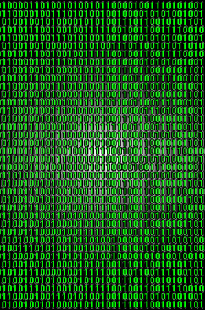 An image of a binary code made up of a set of green digits on a black backgroundの写真素材