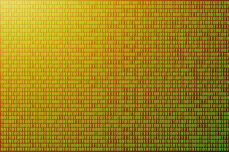 Image of a blurry binary code composed of a set of green numbers on a black background. Tonedの写真素材