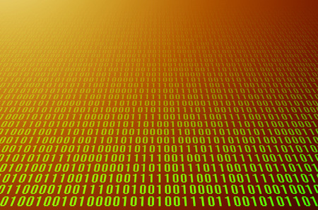 An image of a binary code made up of a set of green digits on a black background. Tonedの写真素材