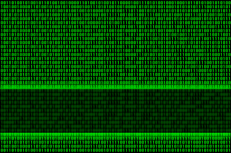 An image of a binary code made up of a set of green digits on a black background. Copy spaceの写真素材