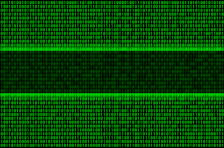 An image of a binary code made up of a set of green digits on a black background. Copy spaceの写真素材