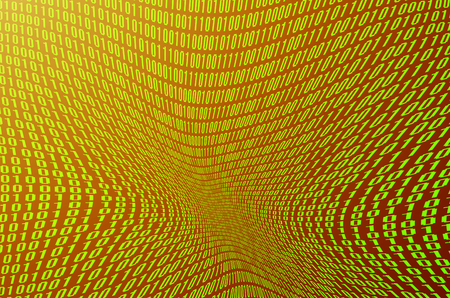 An image of a corrupted and distorted binary code made up of a set of green digits on a black background. Tonedの写真素材