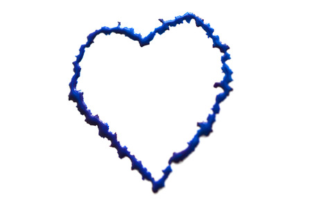 Image of a heart made from wet drops of watercolor paint, isolated on whiteの写真素材