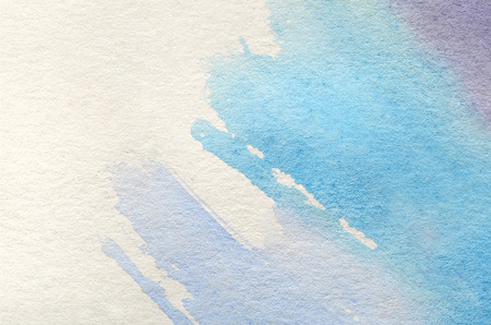 Abstract background illustration in the form of three watercolor strokes performed in cold blue and violet tonesの写真素材