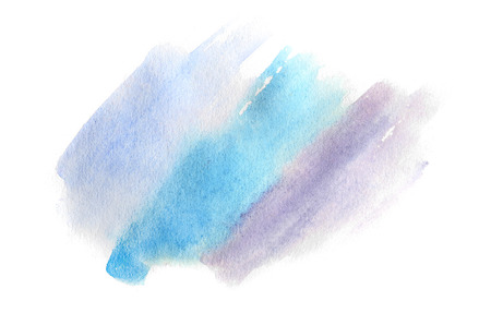 Abstract background illustration in the form of three watercolor strokes performed in cold blue and violet tonesの写真素材