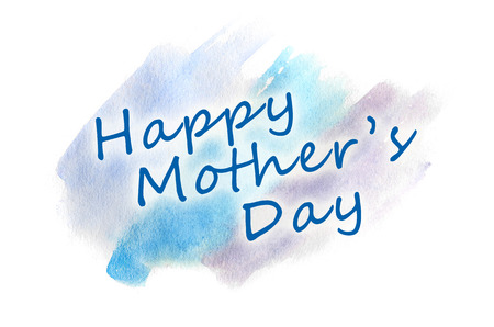 Happy Mother's Day. The text is depicted in an illustration in the form of a watercolor pattern from blue strokesの写真素材