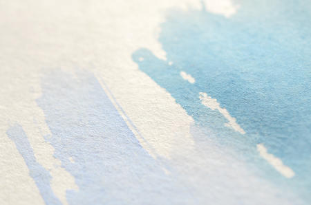 Abstract background illustration in the form of three watercolor strokes performed in cold blue and violet tonesの写真素材