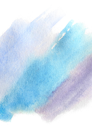 Abstract background illustration in the form of three watercolor strokes performed in cold blue and violet tonesの写真素材